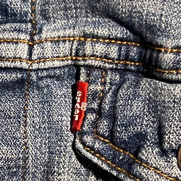 Levi Strauss & Co Women Small‎ Denim Jacket Long Sleeve Button Up Dark Wash (L) - Picture 4 of 6